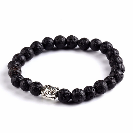 Black'n Silver Lava Buddha Bracelet
