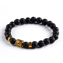 Black'n Gold Lava Buddha Bracelet x Gold Rings